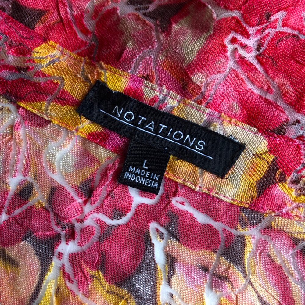 Notations Multicolor Floral Burnout Button Down B… - image 3